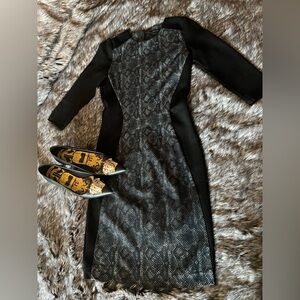 RW&CO. Black and Gray Long Sleeve Dress